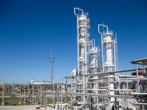 A picture of distillation columns taken from a distance