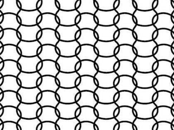 Dense flat round wire knitted mesh opening display