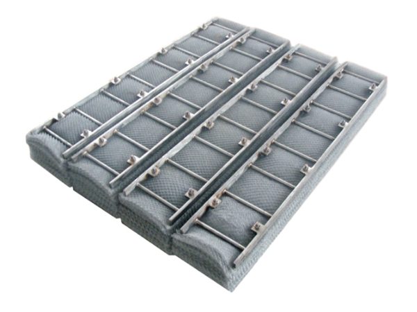 Rectangular demister pad is divided into several blocks.